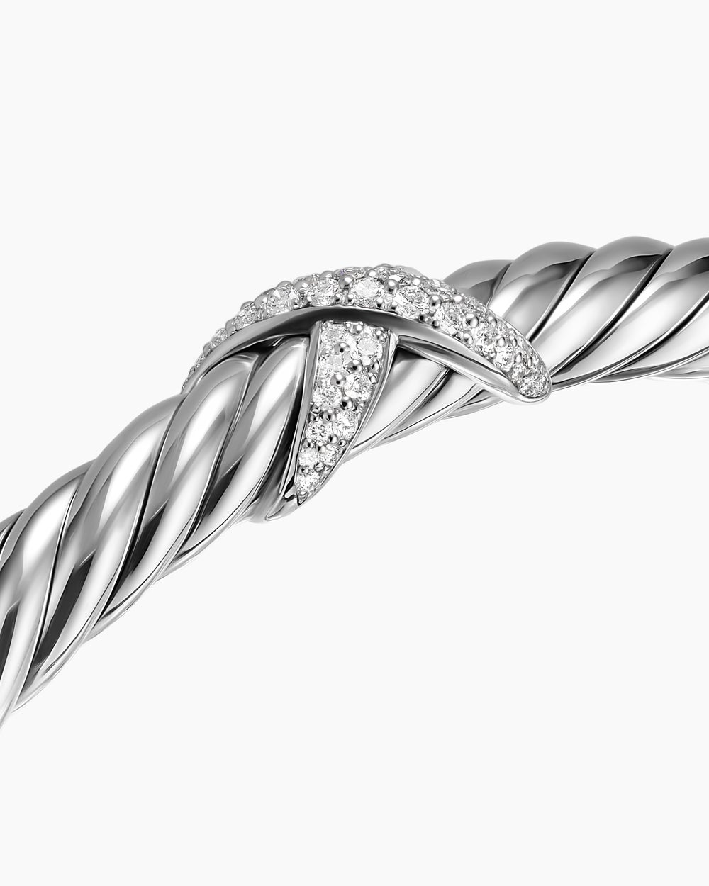 Womens Cable Flex X Bracelet in Sterling Silver with Diamonds, 6mm