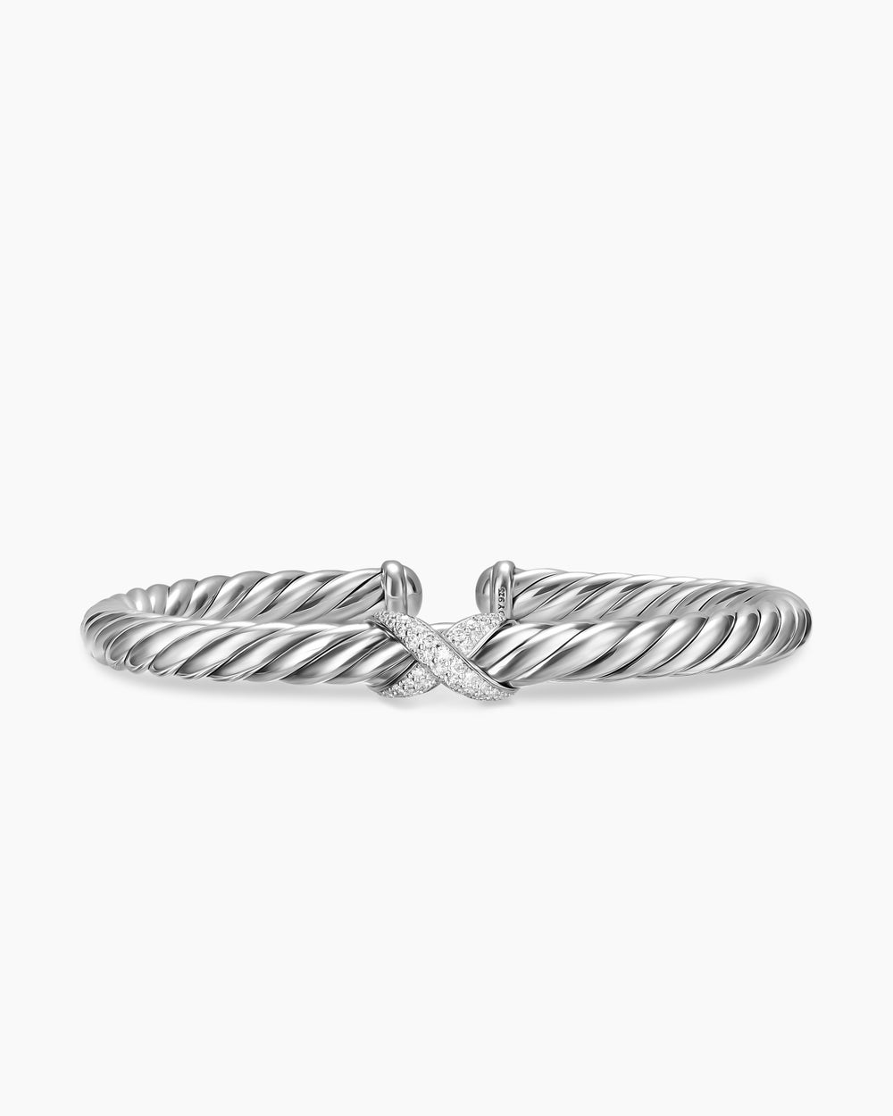 Womens Cable Flex X Bracelet in Sterling Silver with Diamonds, 6mm