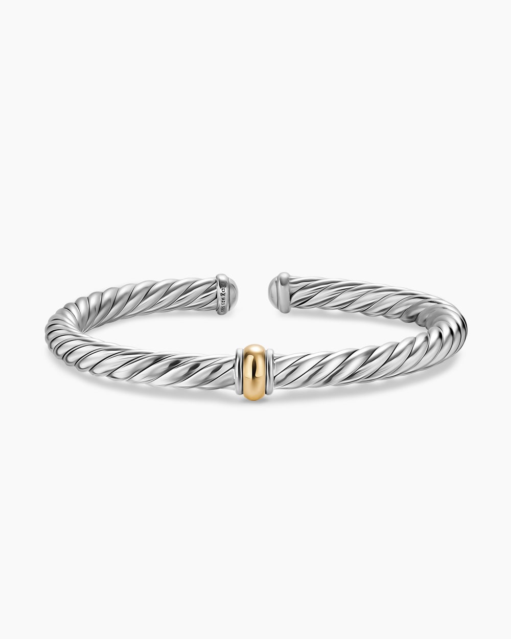 Bracelet à motif central Cable Flex en argent sterling avec or jaune 14 carats, 6 mm femmes