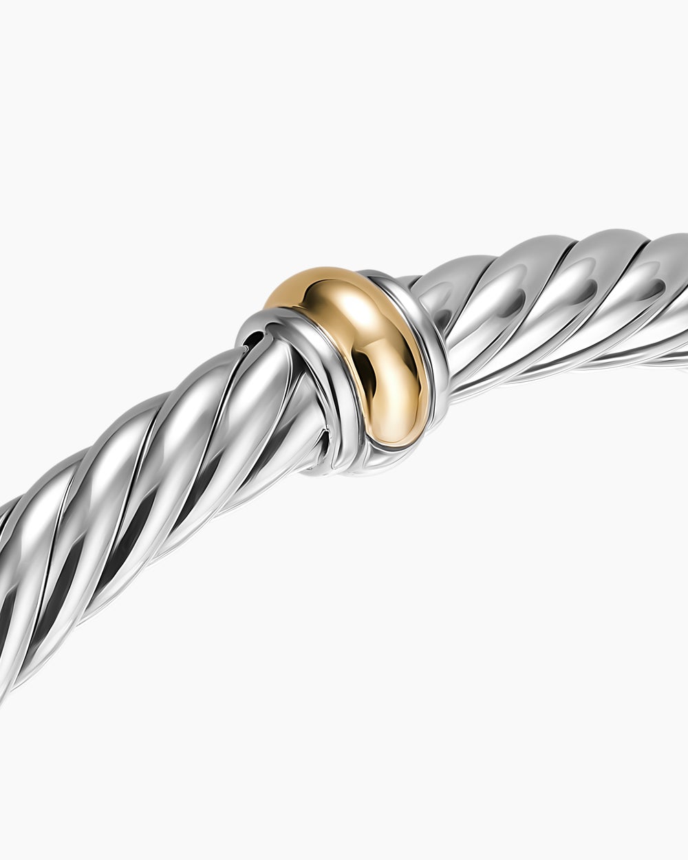 Bracelet à motif central Cable Flex en argent sterling avec or jaune 14 carats, 6 mm femmes