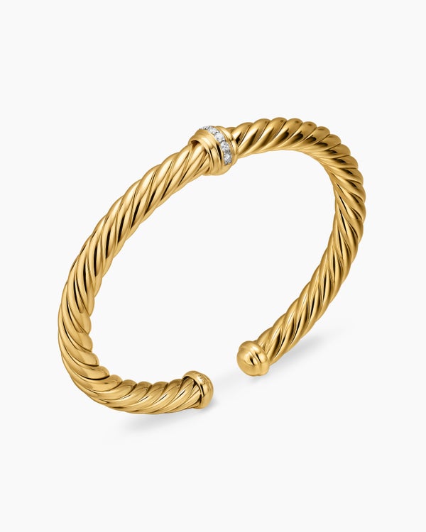Cablespira Flex Center Station Bracelet in 18ct Yellow Gold with Diamonds, 6mm