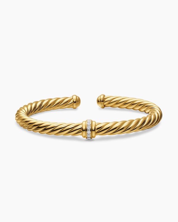 Cablespira Flex Center Station Bracelet in 18ct Yellow Gold with Diamonds, 6mm