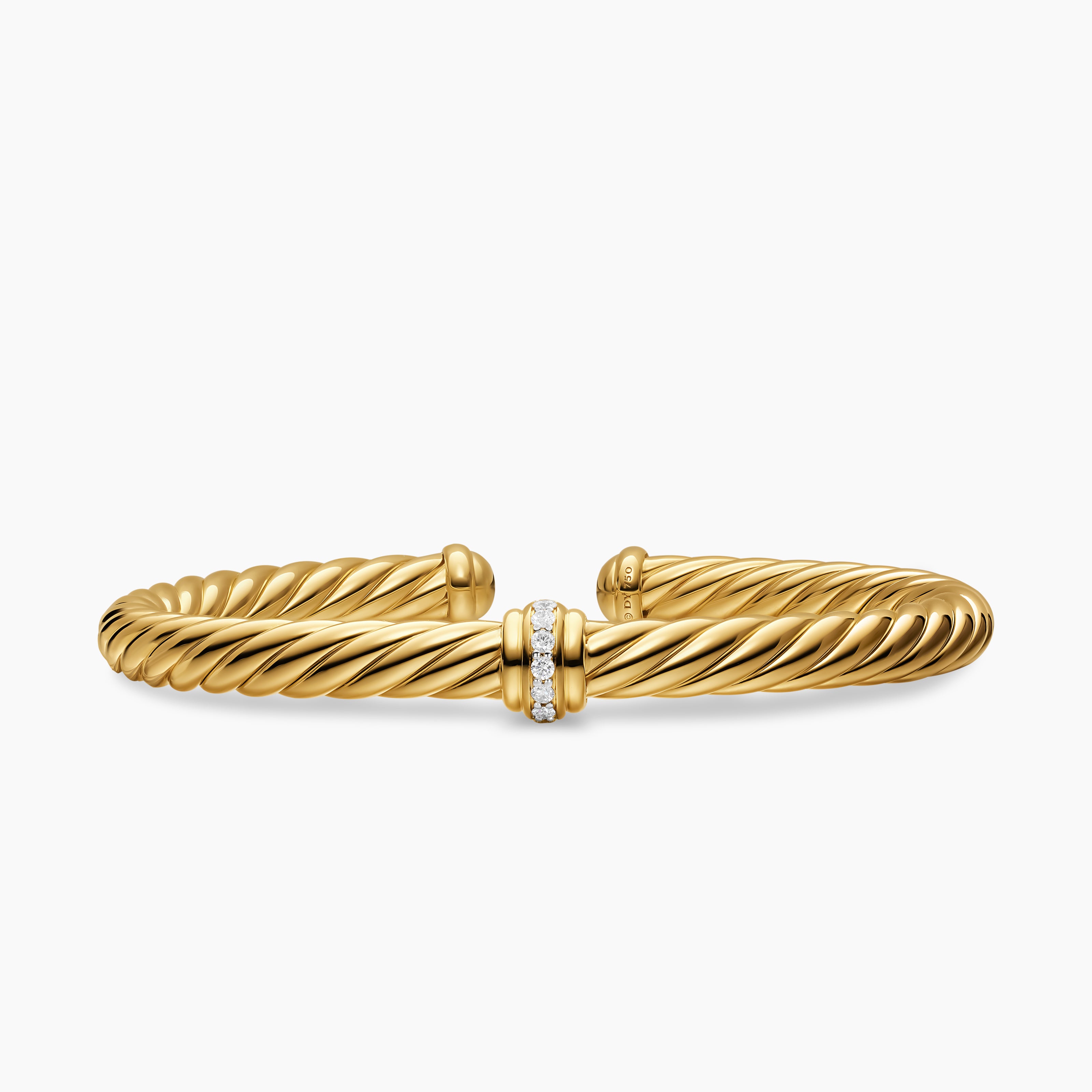 Womens Cablespira Flex Center Station Bracelet in 18K Yellow Gold with Diamonds, 6mm