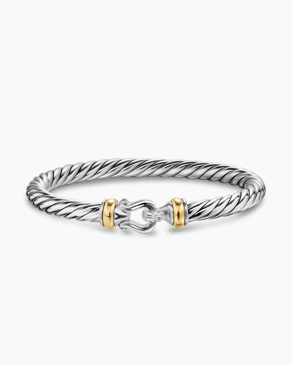 Bracelet Buckle Cable Flex en argent massif avec or jaune 14 carats, 6 mm