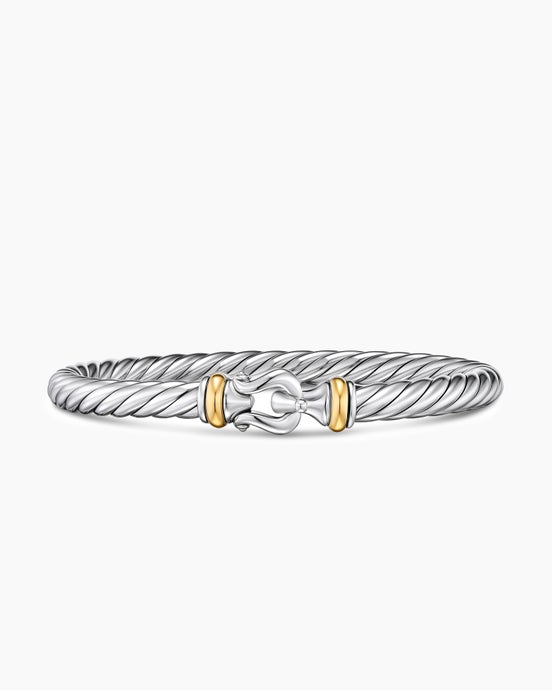 Cable Flex® Buckle Bracelet in Sterling Silver with 14ct Yellow Gold, 6mm