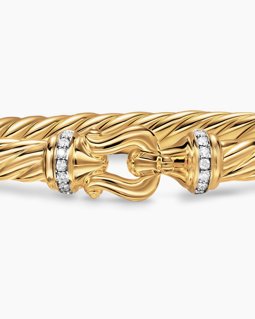 Womens Cablespira® Buckle Bracelet in 18K Yellow Gold with Diamonds, 6mm