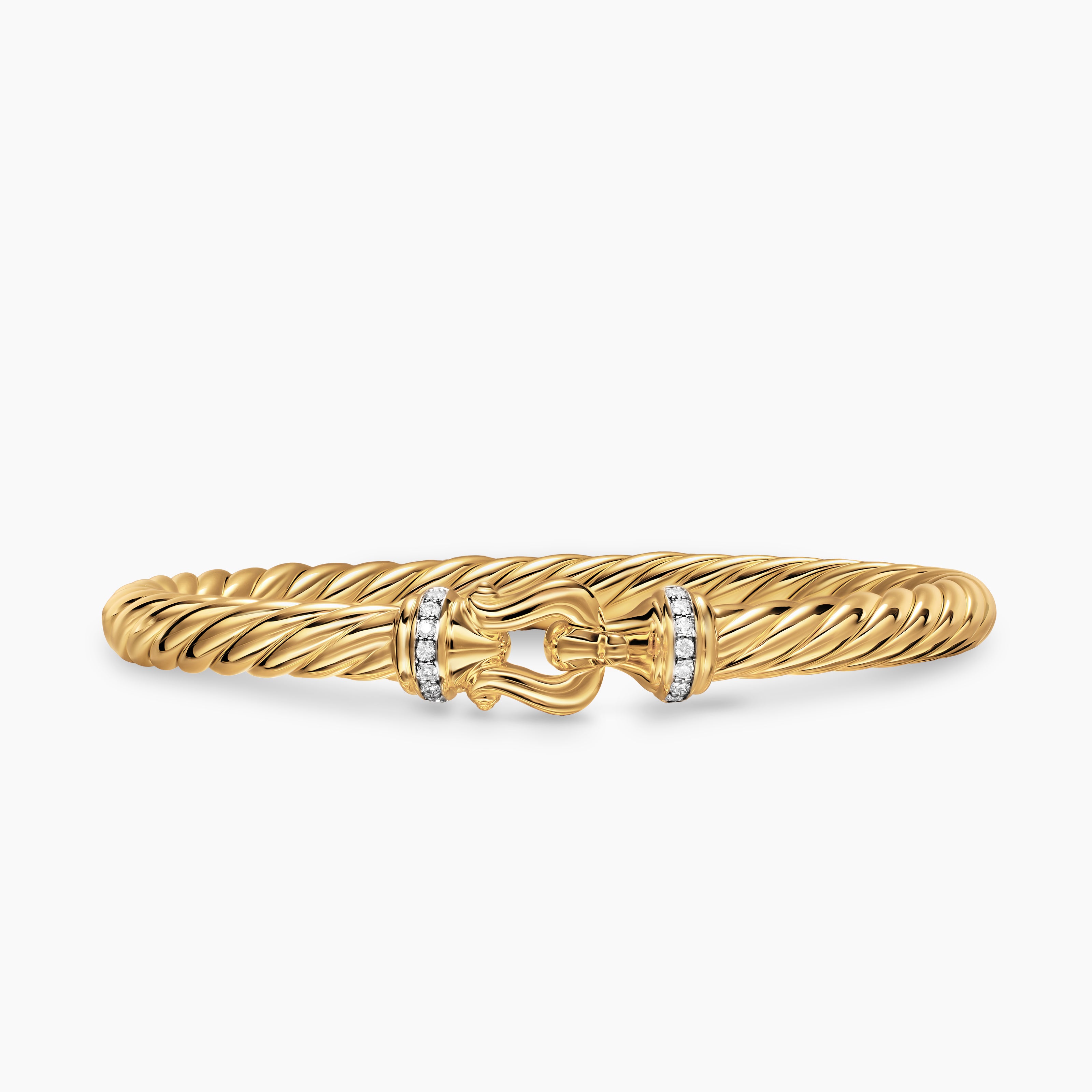 Womens Cablespira Buckle Bracelet in 18K Yellow Gold with Diamonds, 6mm
