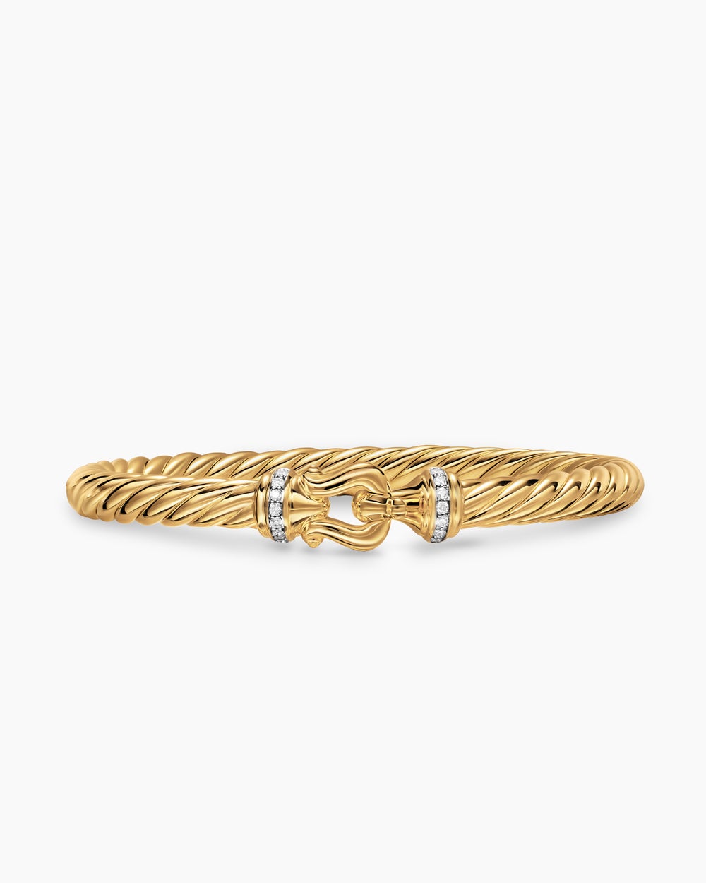 Womens Cablespira® Buckle Bracelet in 18K Yellow Gold with Diamonds, 6mm