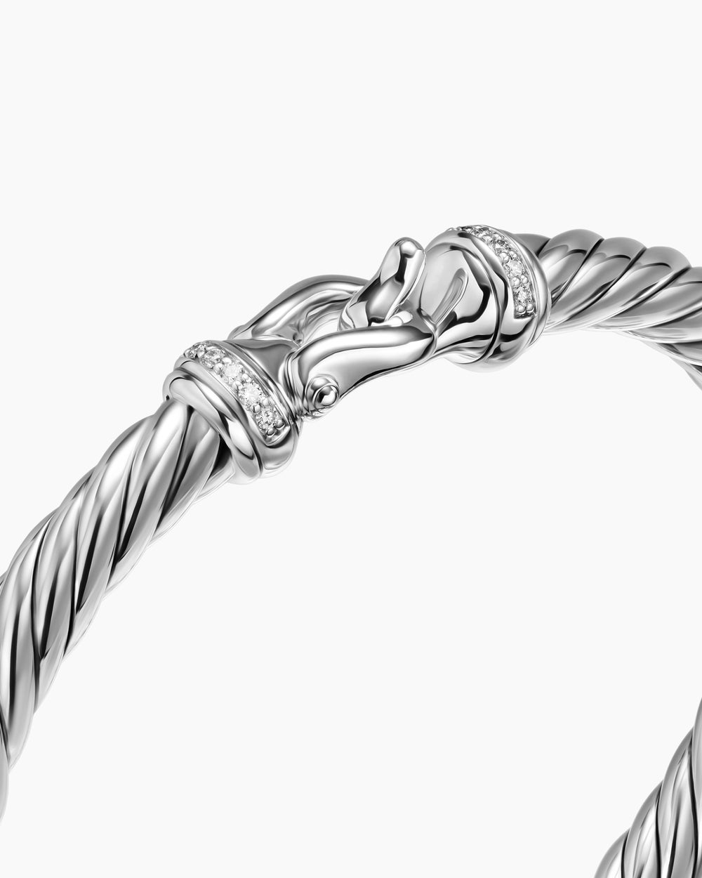 Womens Cable Flex Buckle Bracelet in Sterling Silver with Diamonds, 6mm