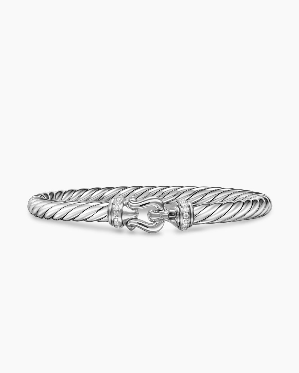 Womens Cable Flex Buckle Bracelet in Sterling Silver with Diamonds, 6mm