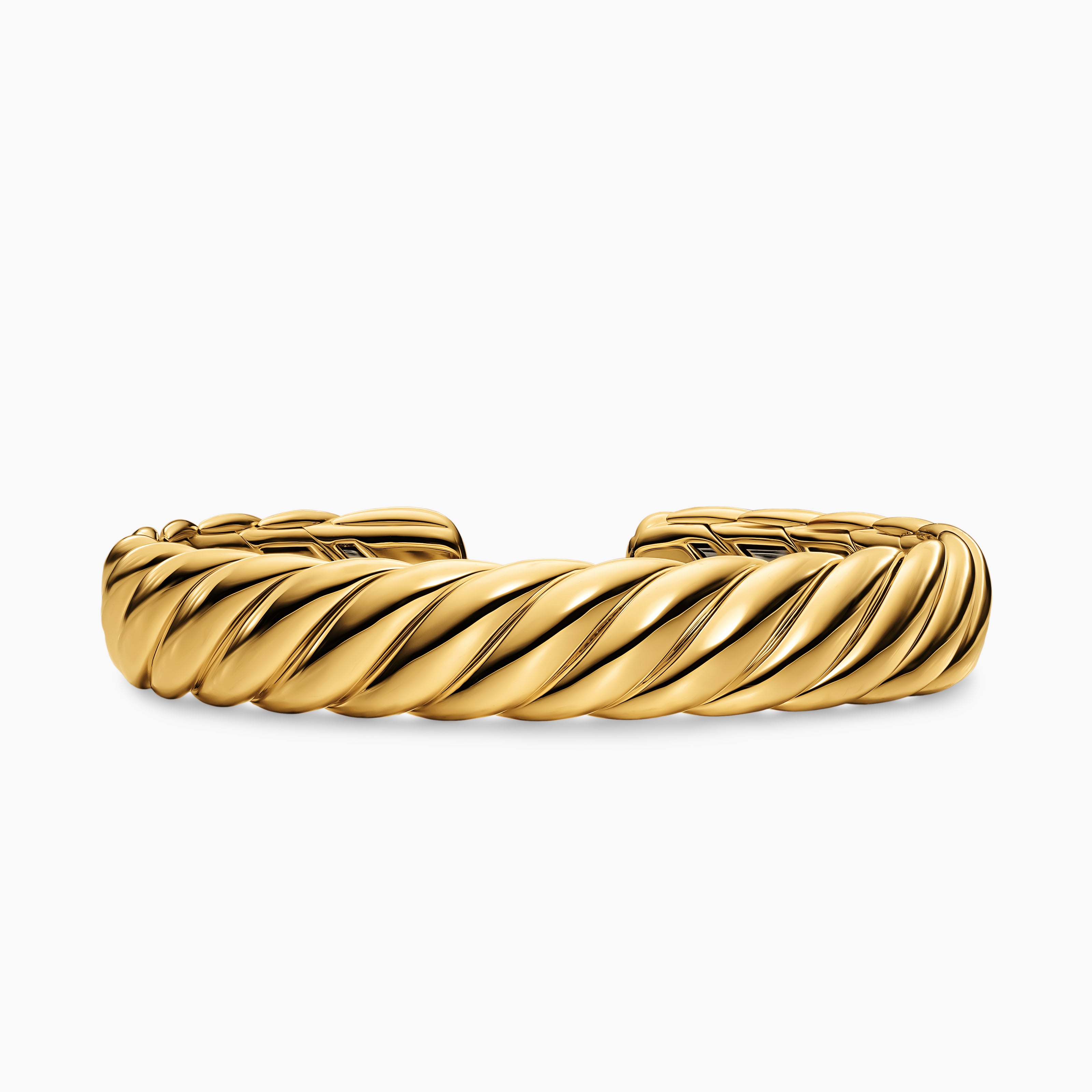 Womens Sculpted Cable Flex Bracelet in 18K Yellow Gold, 11mm