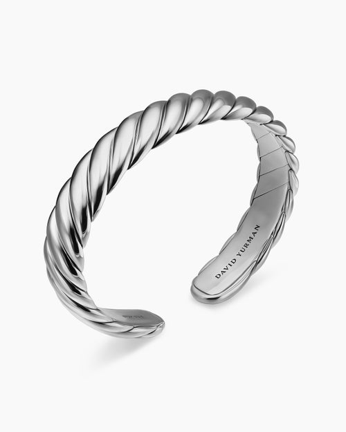 Womens Sculpted Cable Flex Bracelet in Sterling Silver, 11mm