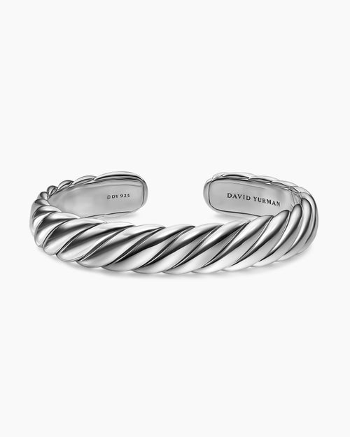 Womens Sculpted Cable Flex Bracelet in Sterling Silver, 11mm