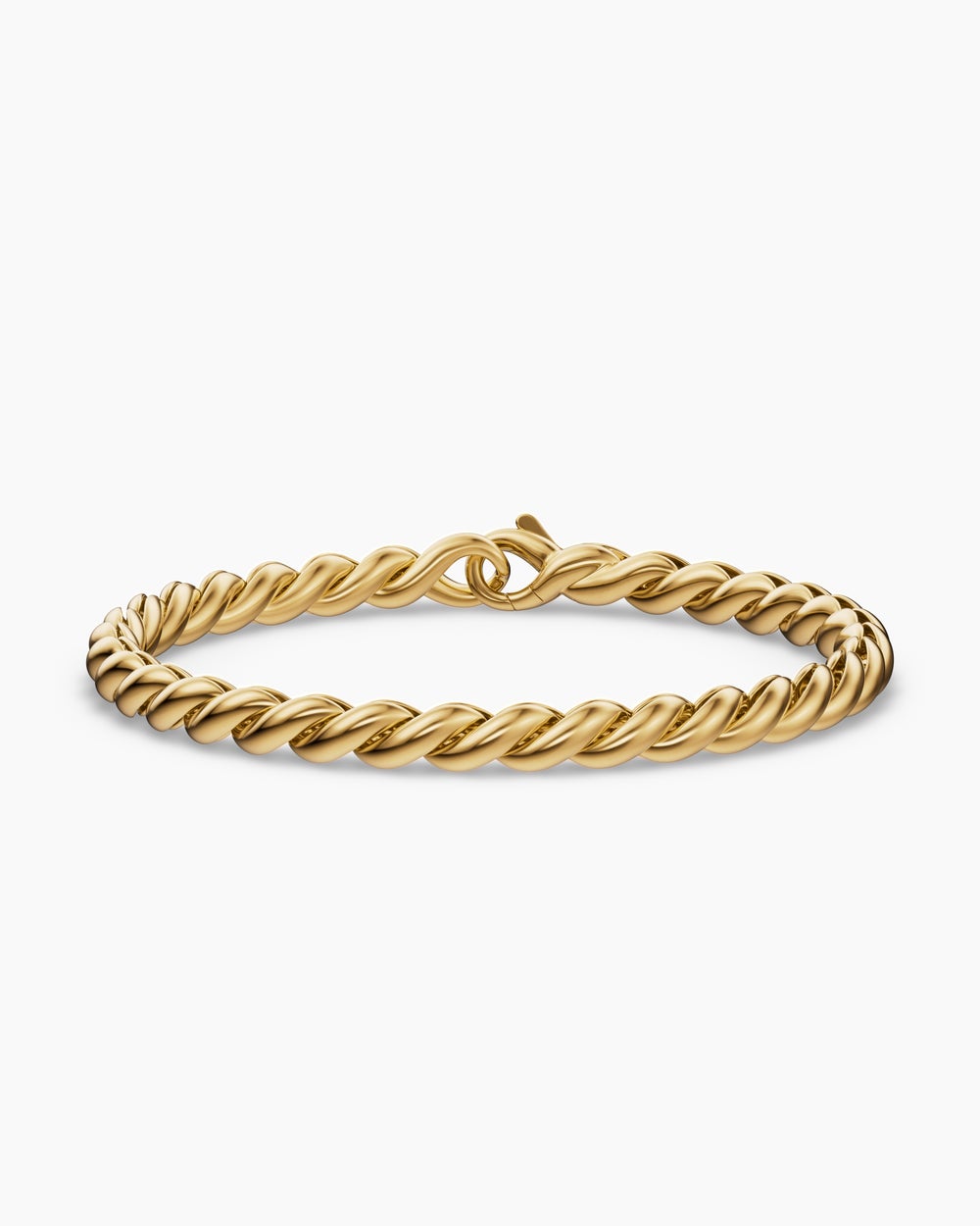 Mens Sculpted Cable Chain Bracelet in 18K Yellow Gold, 5.7mm