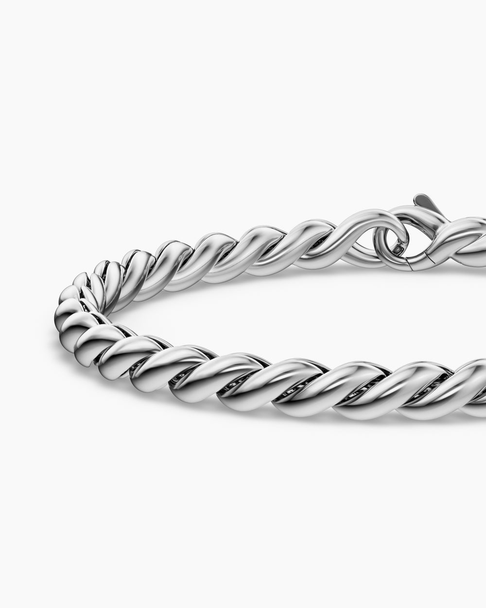 Mens Sculpted Cable Chain Bracelet in Sterling Silver, 5.7mm