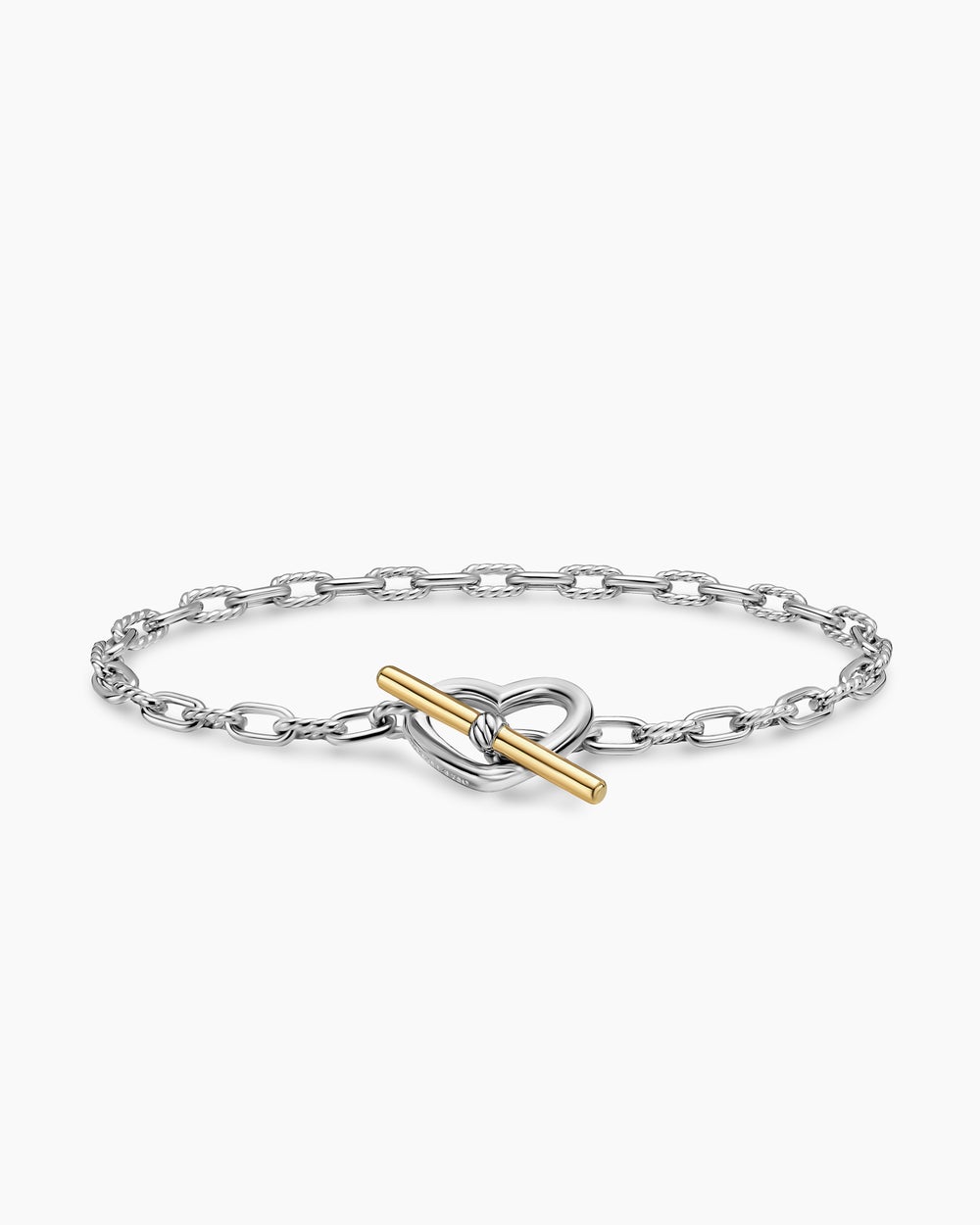 Bracelet chaîne DY Madison® cœur en argent massif avec fermoir en T en or jaune 18 carats, 3 mm femme