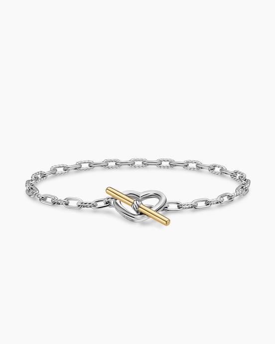 DY Madison® Heart Toggle Chain Bracelet in Sterling Silver with 18K Yellow Gold, 3mm