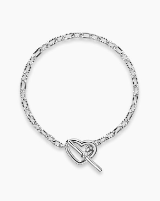 Bracelet chaîne avec cœur et à fermoir en T DY Madison® en argent sterling, 3 mm