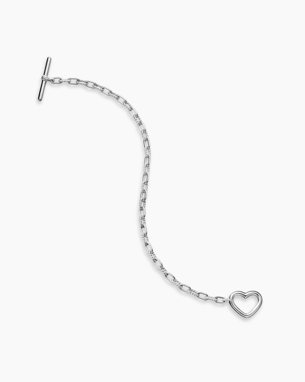 Bracelet chaîne avec cœur et à fermoir en T DY Madison en argent sterling, 3 mm femmes