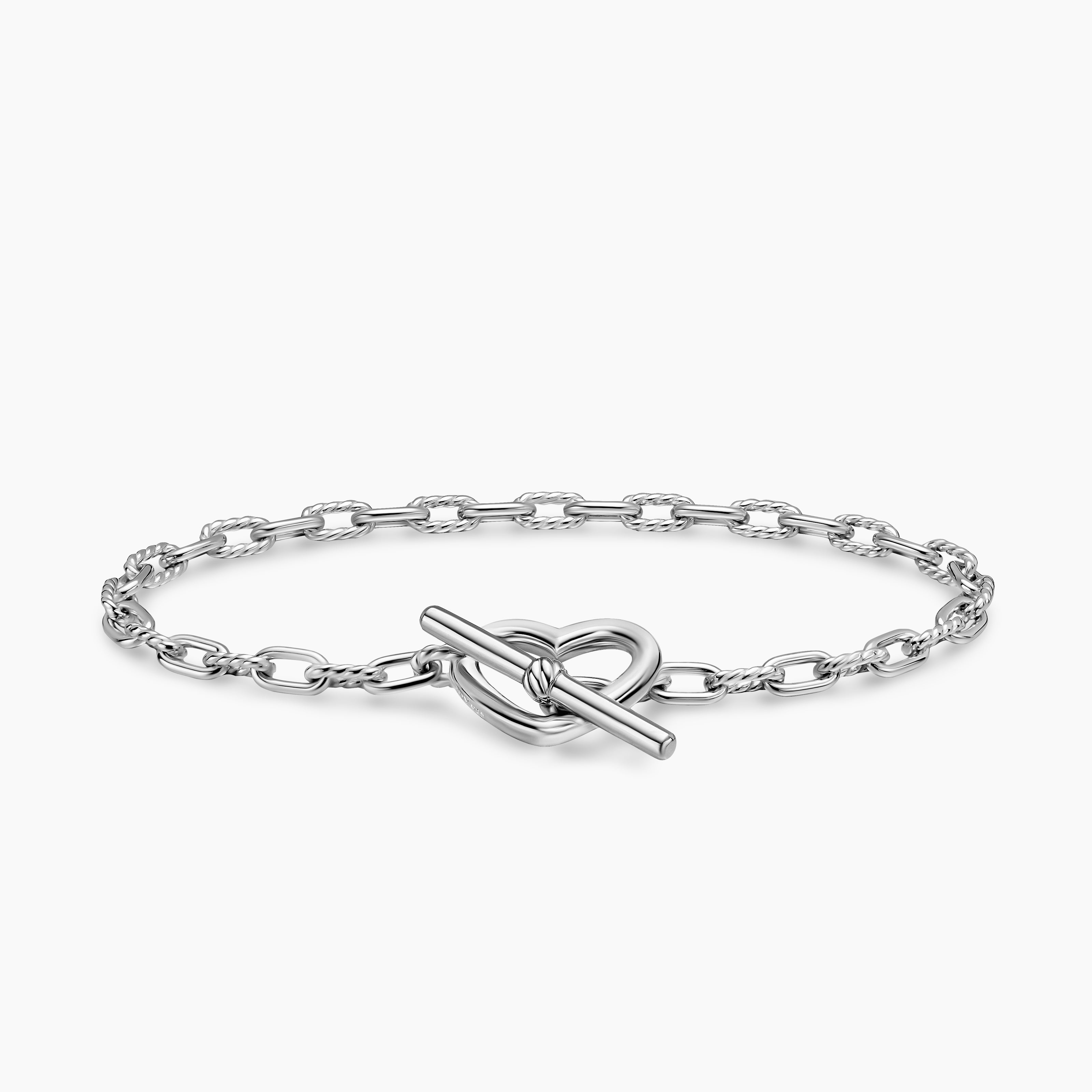 Womens DY Madison&reg; Heart Toggle Chain Bracelet in Sterling Silver, 3mm