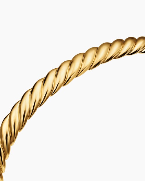 Womens Sculpted Cable Flex Bracelet in 18K Yellow Gold, 5mm