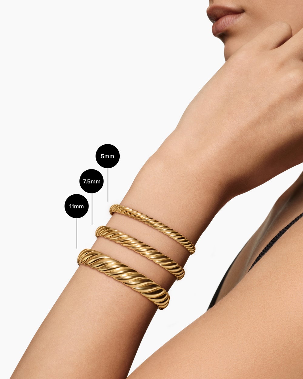Bracelet Sculpted Cable Flex en or jaune 18 carats, 5 mm femme