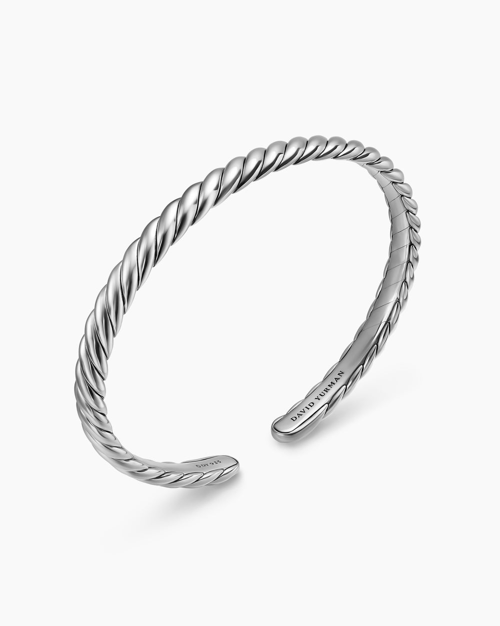 Womens Sculpted Cable Flex Bracelet in Sterling Silver, 5mm
