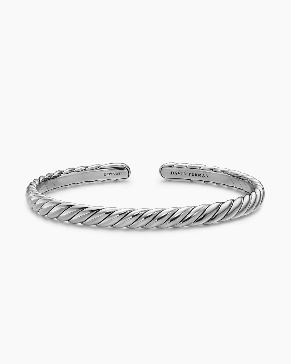 Womens Sculpted Cable Flex Bracelet in Sterling Silver, 5mm
