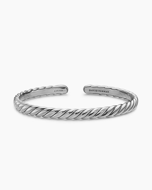 Womens Sculpted Cable Flex Bracelet in Sterling Silver, 5mm