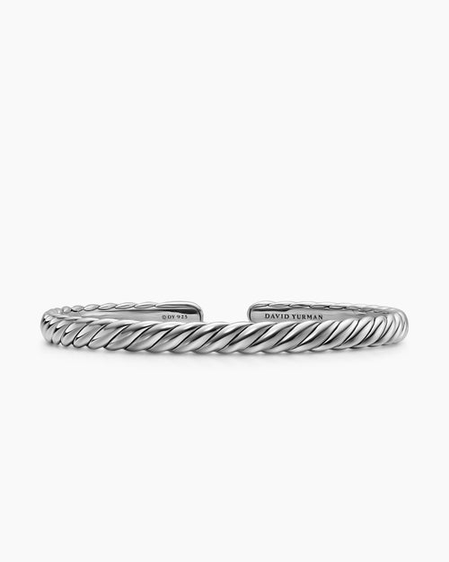 Womens Sculpted Cable Flex Bracelet in Sterling Silver, 5mm