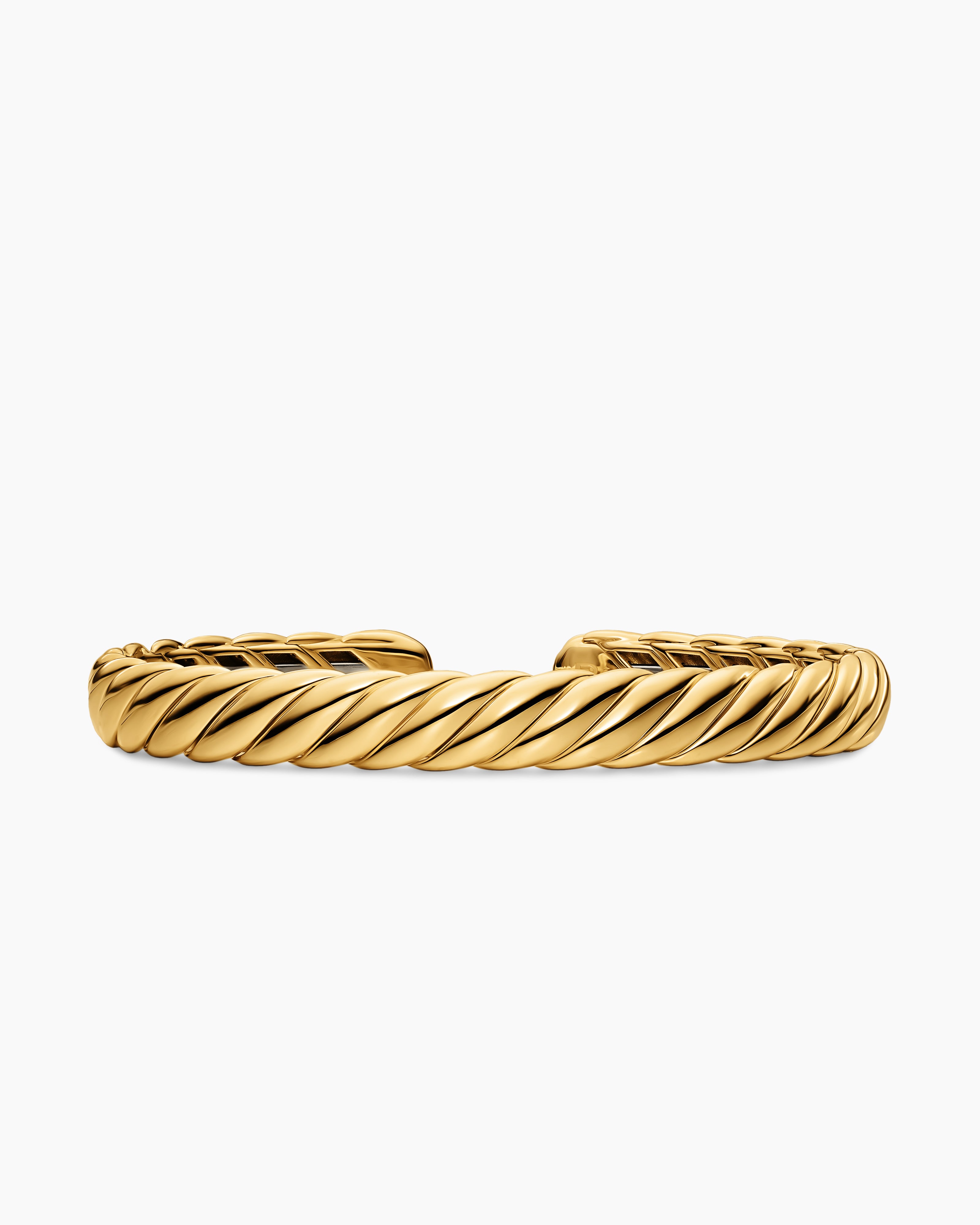 Womens Sculpted Cable Flex Bracelet in 18K Yellow Gold, 7.5mm