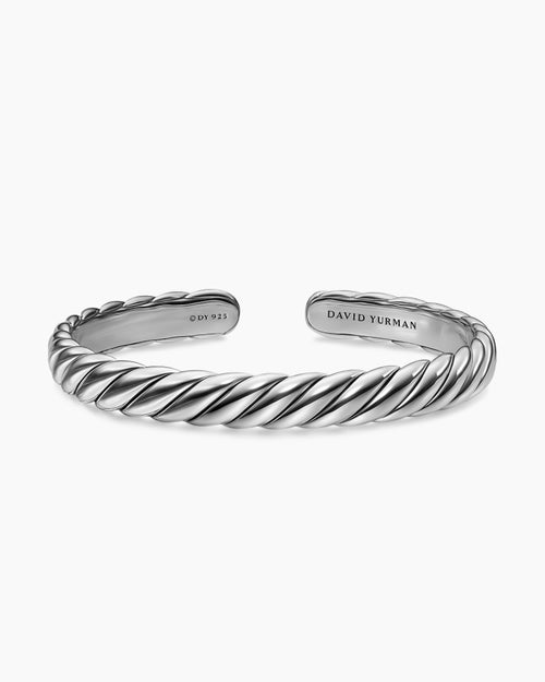 Womens Sculpted Cable Flex Bracelet in Sterling Silver, 7.5mm