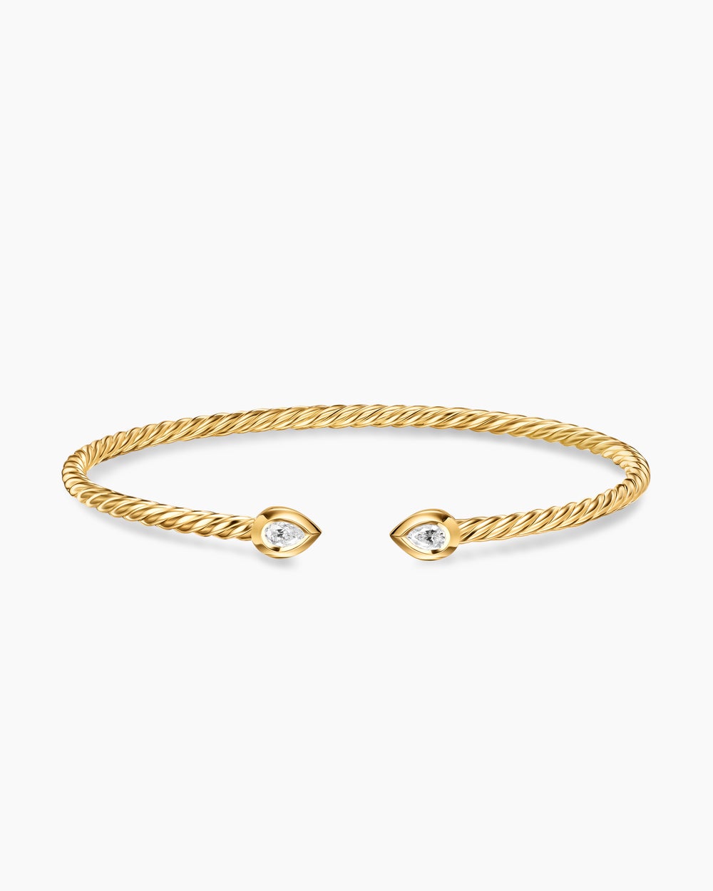 Womens Micro Cablespira Flex Pear Bracelet in 18K Yellow Gold with Diamonds, 2.6mm