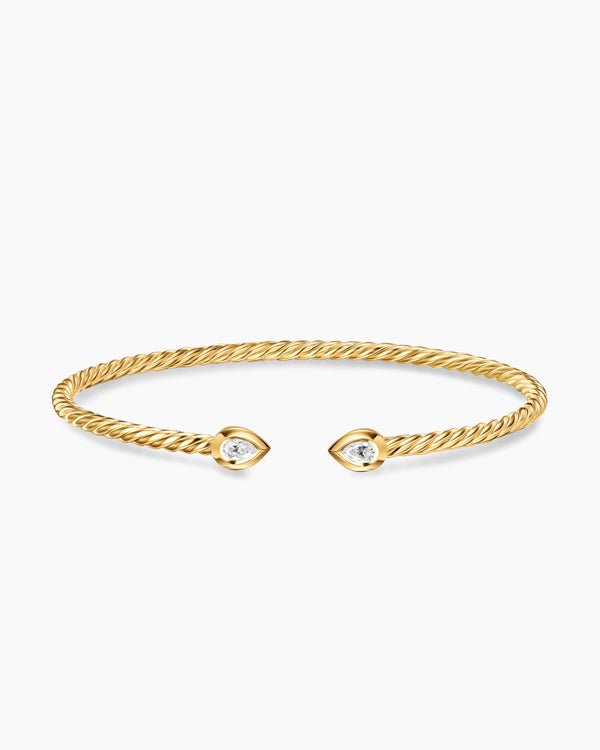 Micro Cablespira Flex Pear Bracelet in 18ct Yellow Gold with Diamonds, 2.6mm