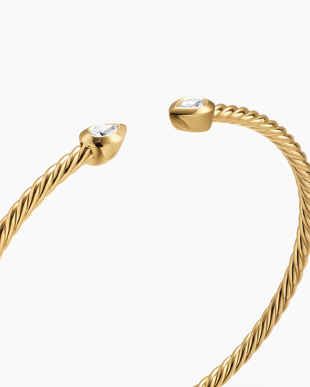 Womens Micro Cablespira Flex Pear Bracelet in 18K Yellow Gold with Diamonds, 2.6mm