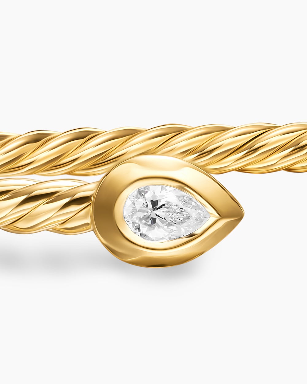 Womens Micro Cablespira Flex Pear Bracelet in 18K Yellow Gold with Diamonds, 2.6mm