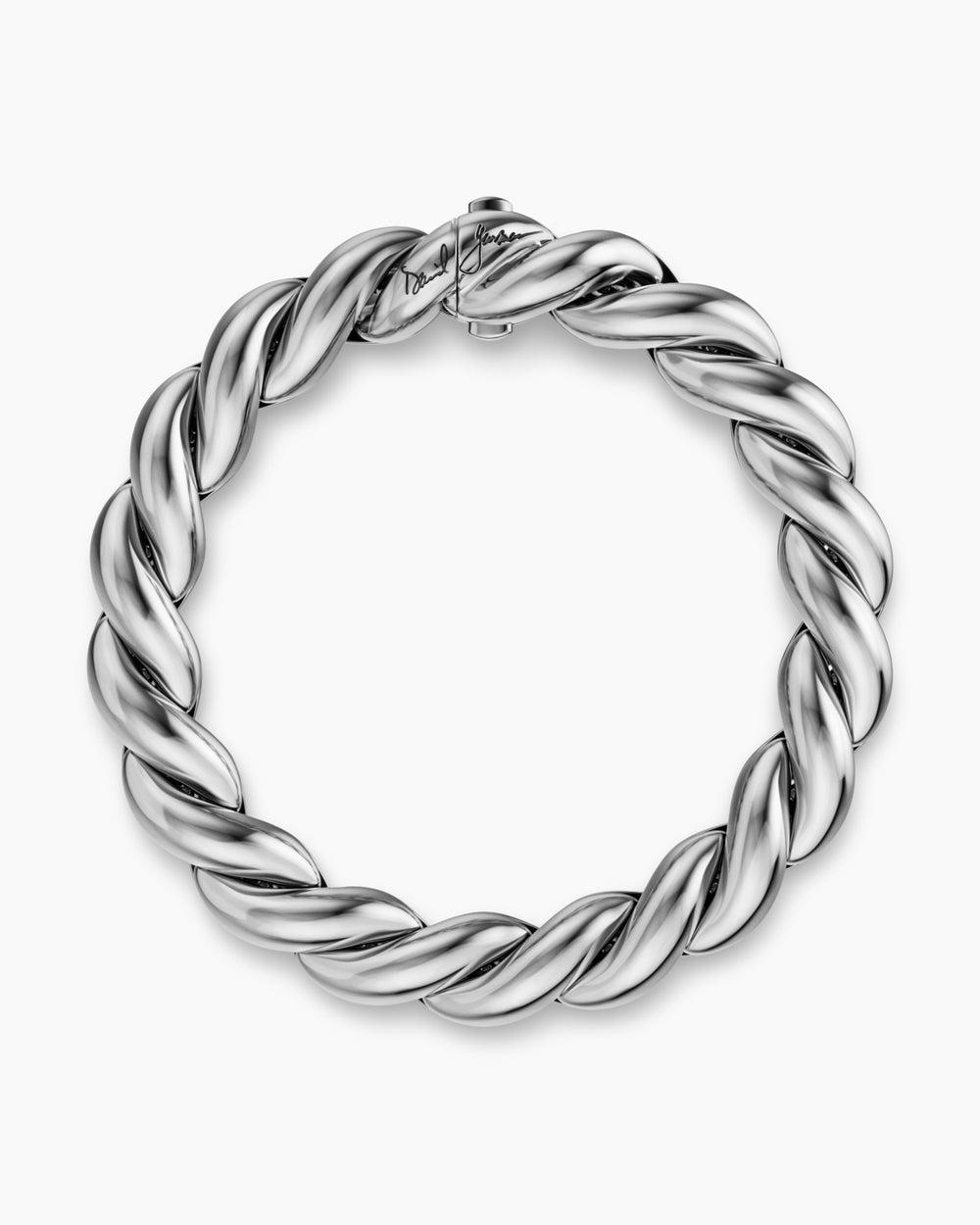 Womens Sculpted Cable Chain Bracelet in Sterling Silver, 10mm