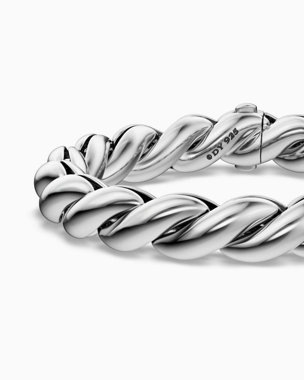 Womens Sculpted Cable Chain Bracelet in Sterling Silver, 10mm