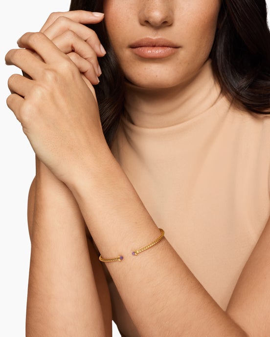 Micro Cablespira® Flex Bracelet in 18K Yellow Gold with Amethyst, 2.6mm