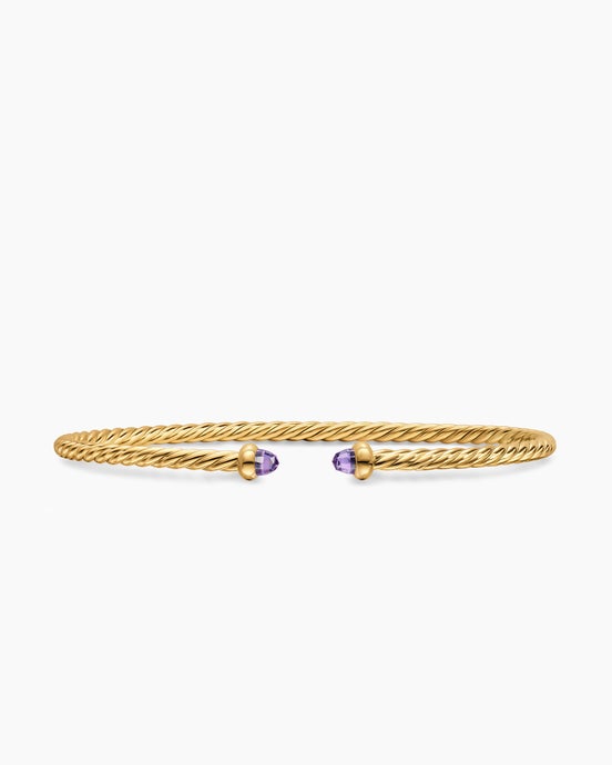 Micro Cablespira® Flex Bracelet in 18K Yellow Gold with Amethyst, 2.6mm
