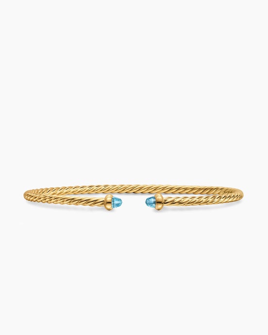 Micro Cablespira® Flex Bracelet in 18ct Yellow Gold with Blue Topaz, 2.6mm