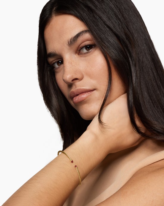 Micro Cablespira® Flex Bracelet in 18K Yellow Gold with Rhodolite Garnets, 2.6mm