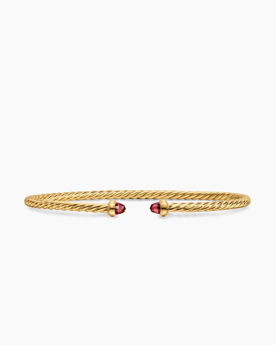 Micro Cablespira® Flex Bracelet in 18K Yellow Gold with Rhodolite Garnets, 2.6mm