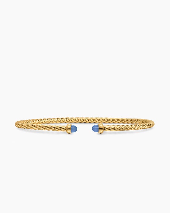 Micro Cablespira® Flex Bracelet in 18K Yellow Gold with Blue Sapphires, 2.6mm