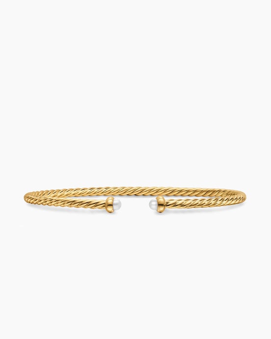 Micro Cablespira® Flex Bracelet in 18K Yellow Gold with Pearls, 2.6mm