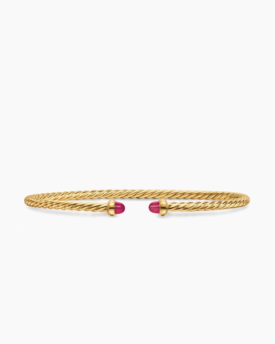 Micro Cablespira® Flex Bracelet in 18K Yellow Gold with Rubies, 2.6mm