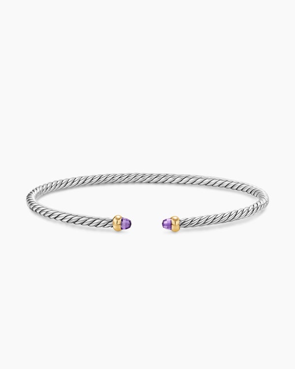 Micro Cable Flex Bracelet in Sterling Silver with 14K Yellow Gold, 2.6mm