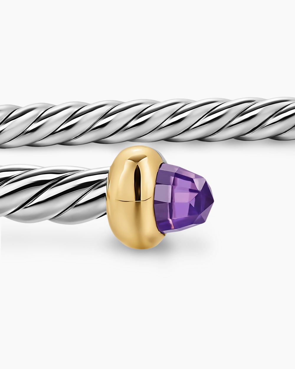 Womens Micro Cable Flex Bracelet in Sterling Silver with 14K Yellow Gold, 2.6mm