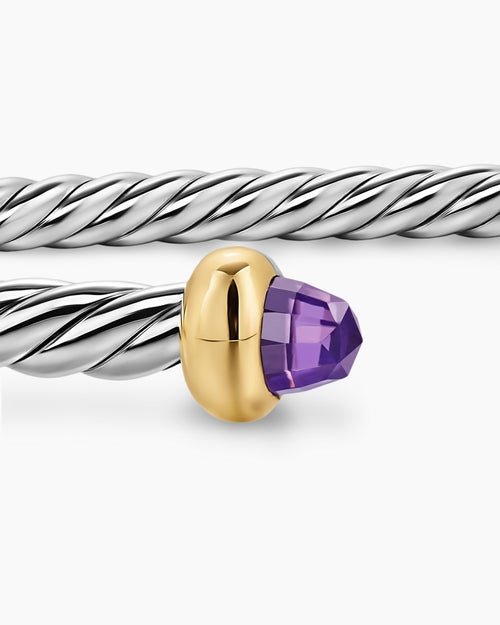 Micro bracelet Cable Flex en argent massif avec or jaune 14 carats, 2,6 mm femme