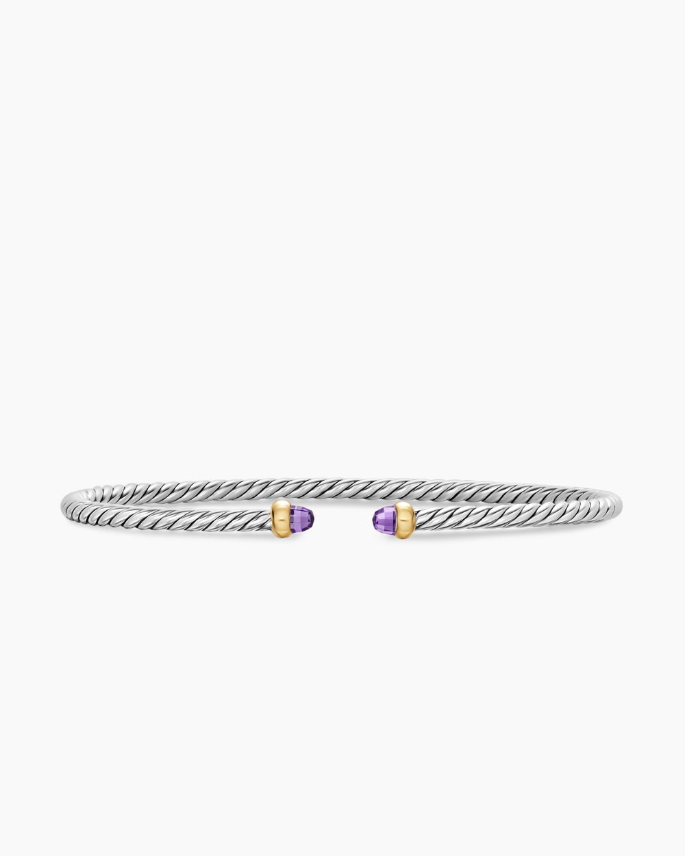 Womens Micro Cable Flex Bracelet in Sterling Silver with 14K Yellow Gold, 2.6mm